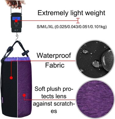 Водонепроникний захисний чохол для об'єктива CADeN: 4 розміри, неопрен, Canon, Nikon, Sony, Pentax, Tamron, Sigma