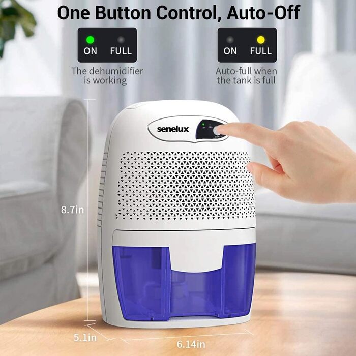 Senelux Powerful 500ml Portable Mini Air Dehumidifier, Quiet Air Dehumidifier, Small Air Dehumidifier Efficient and Stable, Moisture Absorber for Small Rooms, Basements, Bedrooms