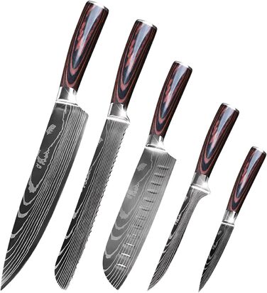 Набір кухонних ножів Gustrug 8 предметів: високоякісний нержавіючий сталь, гострі леза, ергономічні ручки, подарункова коробка, підходить для дому та ресторану