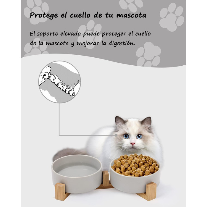 Миска для корму для собак і котів з кераміки з бамбуковим підставкою та антиковзним килимком (400 мл, 2 шт., зелений/сірий)