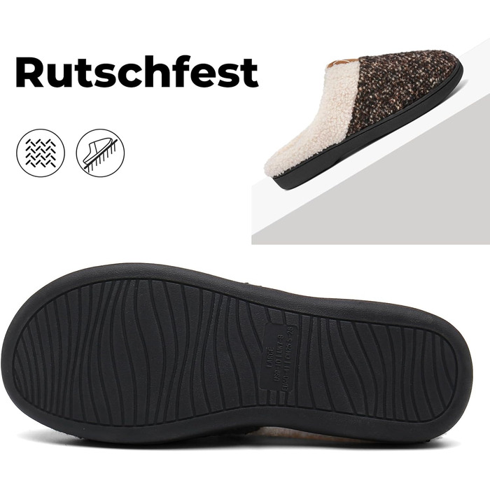 Тапочки зимові Mishansha для чоловіків та жінок, утеплені, з пам'яттю, з плюшу, білі (40/41 EU, Кофе)