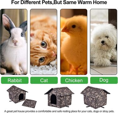 Зручний вологостійкий будиночок для котів та собак на вулицю, зимовий, з м'яким знімним килимком (L)