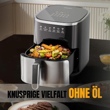 Фритюрниця повітряна HEINRICHS 9 літрів XXL, 10-в-1, LED-дисплей, 1800W, для здорового харчування