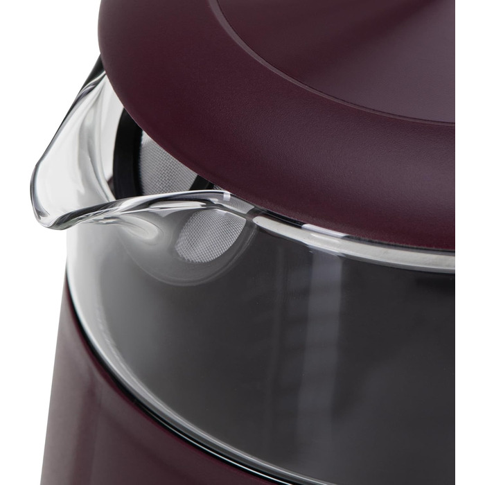 Електричний чайник Adler з регулюванням температури 2200W – 1,7L з LED-дисплеєм та сенсорною панеллю, 5 програм, функція підтримки тепла, фільтр, Бургунді, Золотий