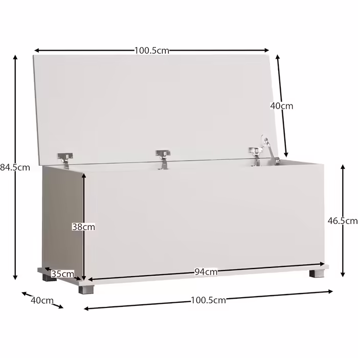 Vida Designs wooden toy box, white, with lid, blankets and blankets, for children