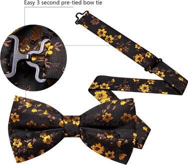 Комплект аксесуарів Barry.Wang для чоловіків: краватка, хустинка, запонки, Paisley, чорно-золотий, для весілля та вечірок