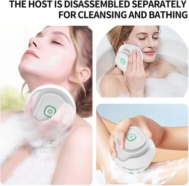 Electric Duschbürste (Shower Brush), Electric Back Brush with Long Handle, Back Brush Shower Massage Brush with 6 Cleaning Heads, Bath Brush for Spa Shower Peeling Massage Brush (Pink)
