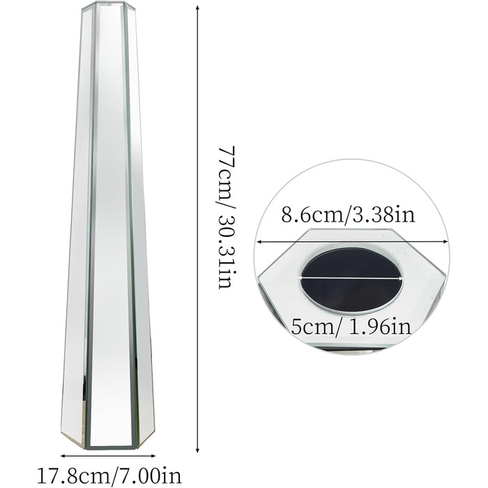 Ваза для квітів на підставці 68 см, срібна з кристалами, для пампасних трав, скляна з дзеркальними діамантами, декоративна, люкс, блискуча ваза для вітальні, декор інтер'єру. Без утримання води (18Ш x 77В см)