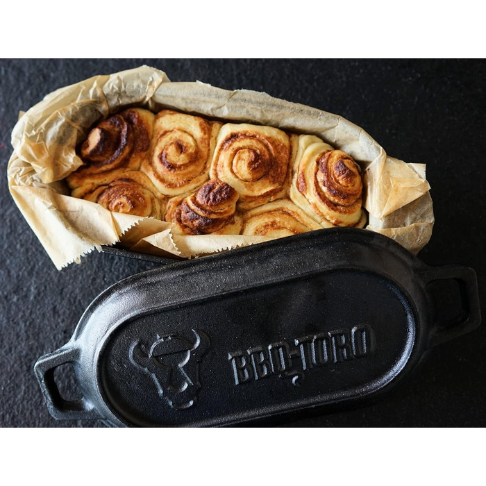 BBQ-Toro Чавунний гусятник 1 л, 29x12,5x5,5 см, вже прожарений, Dutch Oven, каструля для запікання та тушкування, ідеально для хліба й рагу