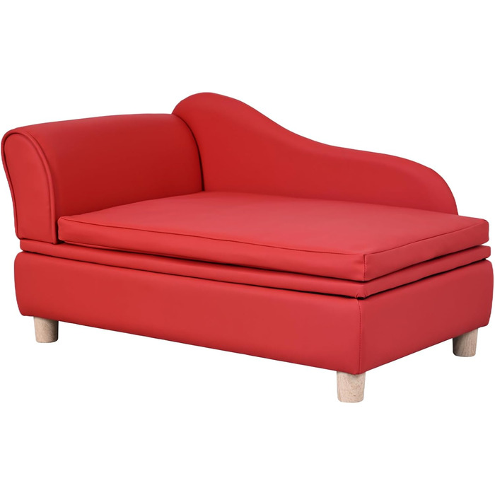 Софа для собак та котів Yoonnie Room з PU-шкіри з місцем для зберігання, дерев'яний каркас, подушки, ліжко для маленьких тварин, диван для цуценят та котів (Перловий білий)