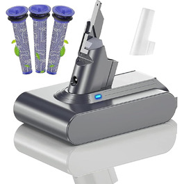 Замінний акумулятор V7 6.0Ah для пилососів Dyson V7 Animal, Cord-Free, Extra, Fluffy, Mattress, Motorhead, SV11, Trigger+ Pro Car+Boat + 3 фільтри