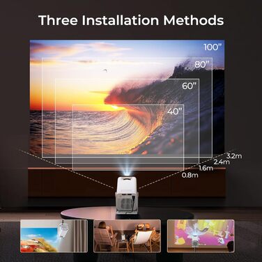 Проектор Mini Beamer 1080P/4K з Android 13 OS, WiFi 6, Bluetooth 5.4, підтримкою Netflix та Google CTS, HDMI, USB, iOS, LYNCAST N300 White