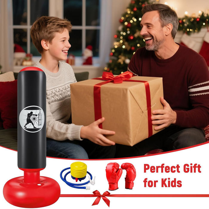 Дитячий боксерський мішок Qoosea для дітей 6-12 років, 160 см, з рукавичками, для карате, кікбоксингу, Taekwondo, MMA, чорний