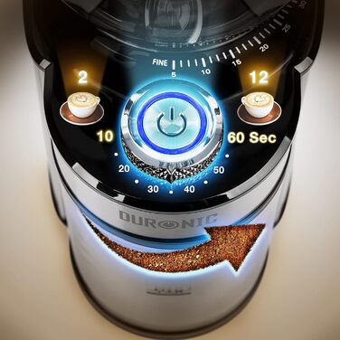 Електрична кавомолка Duronic BG200: 200W, 200г зерен, регулювання помелу, для френч-пресу