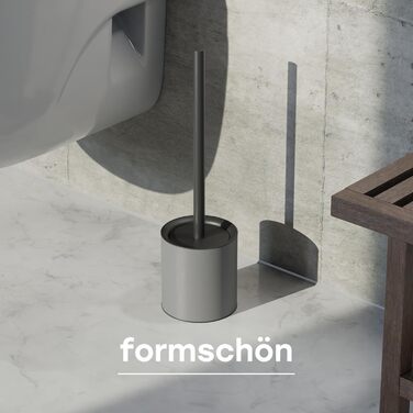 Тойлетний щітка SAVEGA з силікону та нержавіючої сталі - антибактеріальна, з тримачем, сірий колір