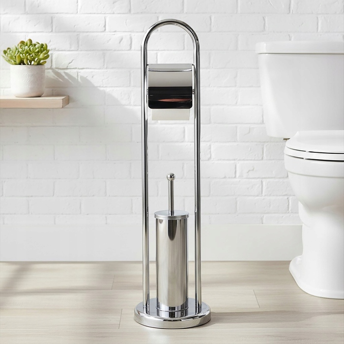 Підставка для йоржика та паперу 2в1, набір для туалету, сріблястий