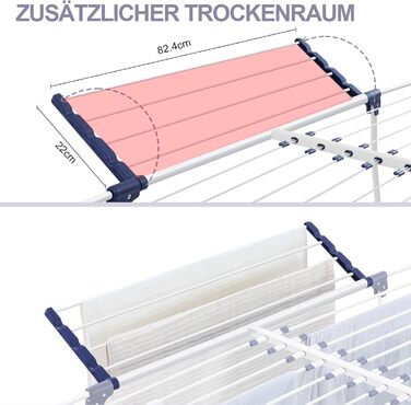 Сушарка для білизни з крилами, розкладна, з мішком для білизни та тримачем для шкарпеток, для одягу та рушників