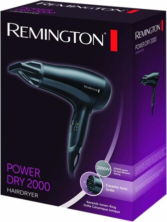 Фен Remington Power Dry D3010 Basic: іонний, 2000 Вт, компактний, з насадкою для укладки