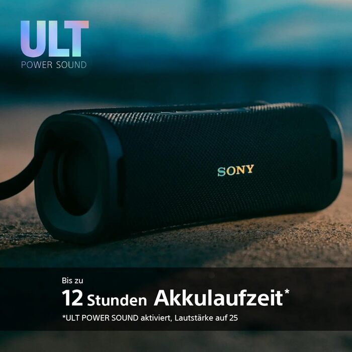 Sony ULT Field 1: Портативна Bluetooth колонка з глибоким басом, IP67 (водонепроникна, пилозахищена), 12 год роботи, чорний колір