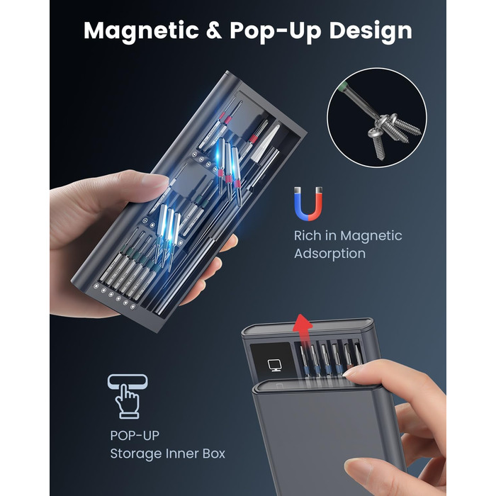 Електрична викрутка 36 в 1 Mini Electric Screwdriver set, акумуляторний набір з бітами H4, H6.3, 4 моменти, 1500mAh, інструмент для ремонту телефонів, окулярів, годинників, ноутбуків