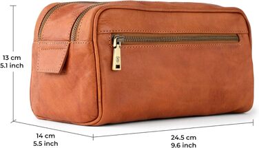 Шкіряна косметичка для подорожей Berliner Bags Vintage Kulturbeutel Tim XL, унісекс несесер для аксесуарів та гігієни, коричневий
