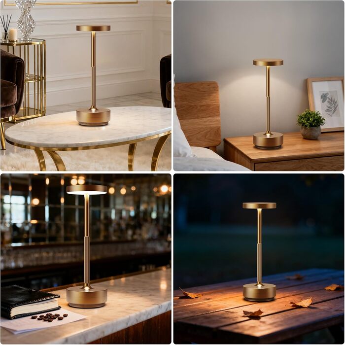 Настільна лампа бездротова LED зовнішня IP54 5000mAh акумуляторна кемпінгова настільна лампа з сенсорним димером, 3 кольори світла (2 Титан)