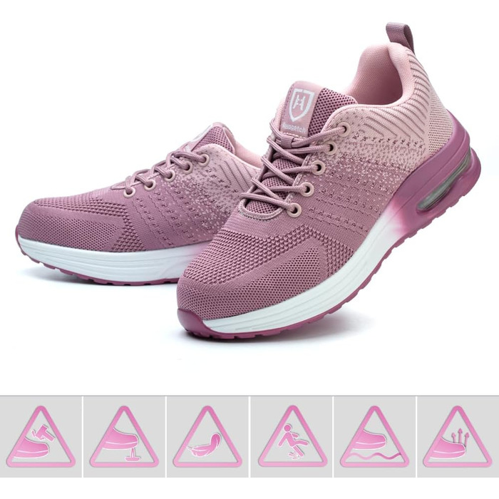 Легкі робочі черевики для чоловіків та жінок. Безпечні черевики з металевим носком, спортивного стилю, антиковзаючі, дихаючі. Робочі черевики (37 EU, фіолетовий)