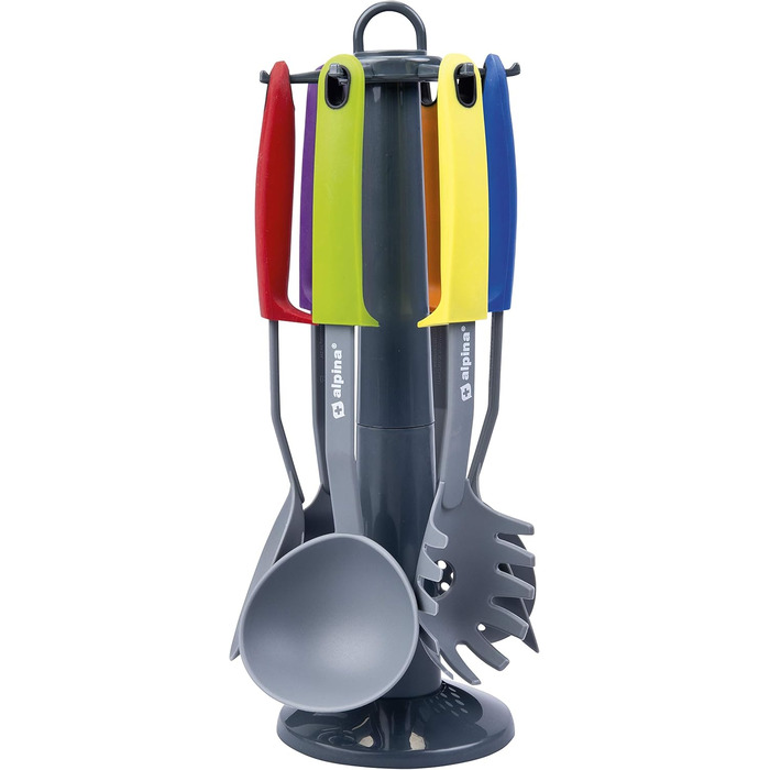Набір кухонних аксесуарів Alpina Küchenhelfer 7 шт. з поворотним підставкою – кухонне приладдя з силікону для приготування їжі