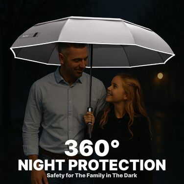 Чоловічий та жіночий парасолька Royal Walk: міцний, автоматичний, з дерев'яною ручкою, стійкий до вітру, з подвійним покриттям, сірий