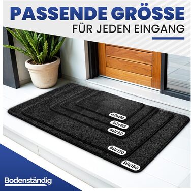 Килимок для входу Mibao SoftStep Luxus 60x90 см - чорний, антиковзкий, вологопоглинаючий, для дому та коридору, машинне прання