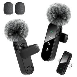 Беспроводной петличный микрофон Dual Set - Plug & Play, с автоматическим сопряжением, шумоподавлением, для iPhone, Android, USB-C устройств, YouTube, подкастов и видеосъемки