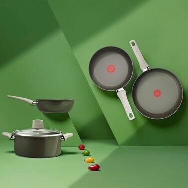 Набір сковорідок Tefal Renew On 3 шт (20/24/28 см) з керамічним покриттям, індукція, екологічні, сірі