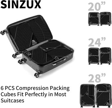 Органайзер для валізи, набір 6 шт. (Compression Packing Cubes), чорний