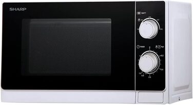 Мікрохвильова піч SHARP R200BKW Solo, 20 л, 800 Вт, 5 рівнів потужності, таймер, функція розморожування за вагою, енергозберігаючий режим, скляний піднос 25,5 см, чорний колір