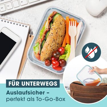 Gourmetmaxx Набір контейнерів для зберігання продуктів Glas-Frischhaltedosen Klick-it 6 шт. (1.6л, сині) - для Meal Prep, мікрохвильовки, морозилки