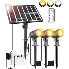 CLY Solar Lamps for Outdoors, Solar Spotlights Garden Light with Remote Control IP66 Waterproof 10 Colors 30 Dynamic Modes Timer Garden Lighting for Gardens Path Christmas Decoration 6 Pieces (Warm White/Natural/Cold White, 3 Pieces)