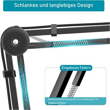Кріплення для мікрофона на подовжувачі, регульоване, чорне. Сумісне з Blue Yeti, HyperX QuadCast. З адаптером 3/8' - 5/8'.