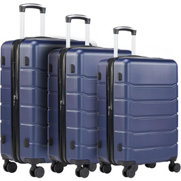 Набір валіз DUMOS 3шт. з жорстким корпусом, телескопічною ручкою, коліщатками, замком, блакитний
