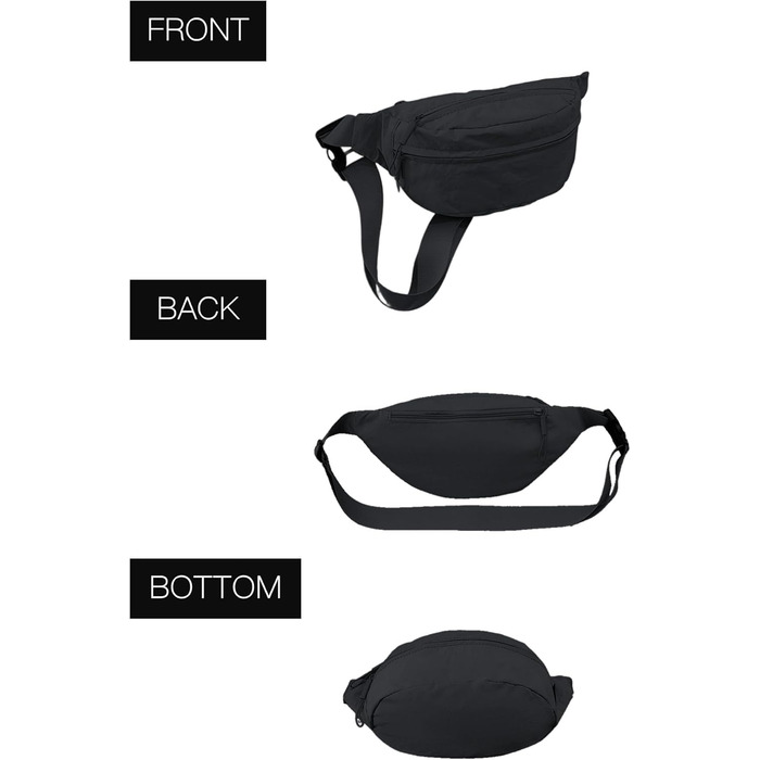 Поясна сумка чоловіча/жіноча водонепроникна для подорожей, фестивалів, спорту та міста (чорна)