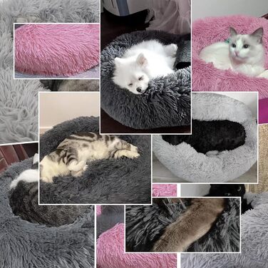 Килимок для котів Donwei, плюшевий лежак для собак, кругла подушка для котів, миючий плюшевий кошик для котів, лежанка для кошенят, диванчик для маленьких собак та котів (50 см, темно-сірий)
