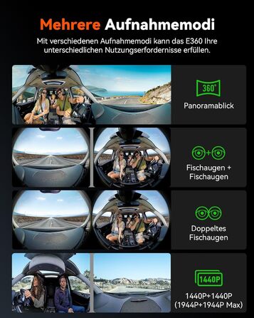 Панорамний відеореєстратор VANTRUE E360 Plus 5.2K Dual STARVIS 2 HDR 360°, з сенсорним екраном 1.54