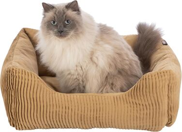 ТРИКСІ Лежанка для собак Марлі 80 x 60 см – кутовий собачий кошик для середніх собак, зручна лежанка з високоякісним бавовняним покриттям Canvas, м'яка та пральна – 37691 (Окре, 60 x 50 см)