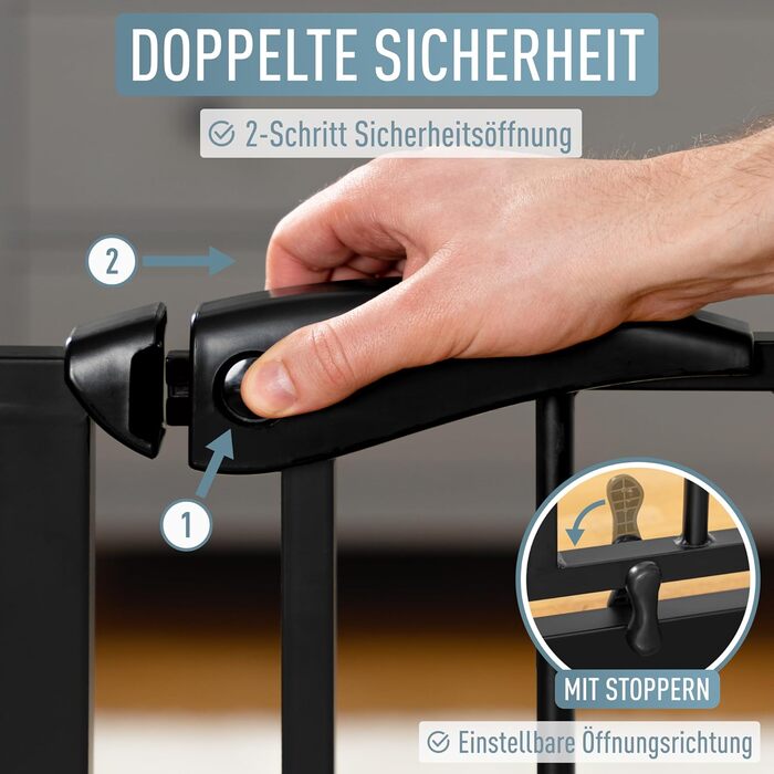 Захист для сходів IB Style Berrin - сітка для дітей та собак, без свердління, металева, чорна, ширина 67-75 см