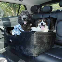 Підвищення для собак PALAMIL: для великих/середніх або 2 маленьких собак, водонепроникний автокрісло для собак з товстим матрацом та кишенями для зберігання (Чорний). Підвищення для великих собак.