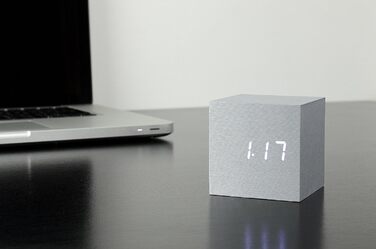 Cube Click Clock Aluminium / White LED 6.8x6.8x6.8 cm Black