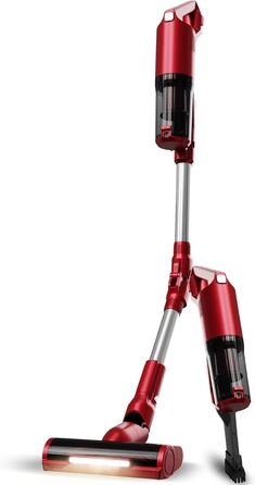 Вертикальний пилосос TurboTronic StormStick 120 Вт з ручним пилососом, фільтр MIF, 5 м кабель, 11kPA, циклонна технологія, червоний