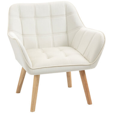 HOMCOM Single Armchair Recliner Chair with Velvet Look, Raised Legs, Upholstered Armchair for Living Room, Bedroom, 64 x 62 x 72.5 cm, Cream | Aosom