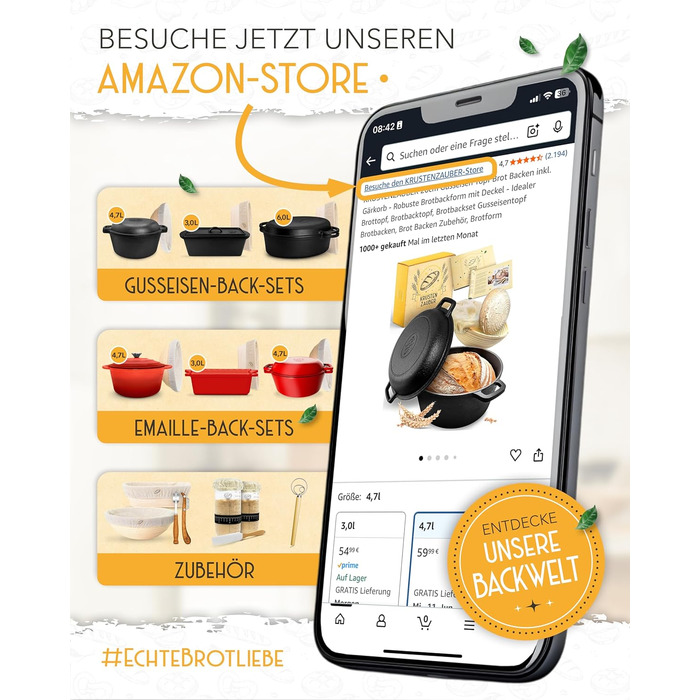 KRUSTENZAUBER Brotmesser з хвилястим лезом 20 см: міцне, з нержавіючої сталі, для точного нарізання хліба та хлібобулочних виробів