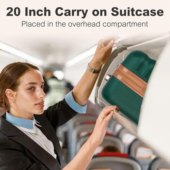 Чемодан-валіза KONO Trolley XL з ABS+PC, 4 колеса, TSA-замок (кремовий/коричневий) та M(55см) темно-зелений/коричневий