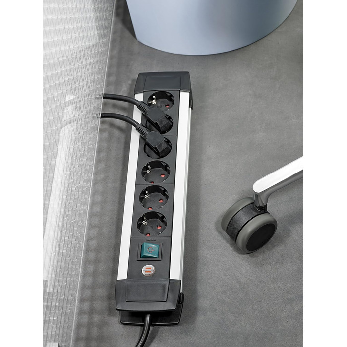 Бренненштуль Premium-Alu Line Розподільний блок 10 розеток з алюмінію (з вимикачем та 3м кабелем, Made in Germany)